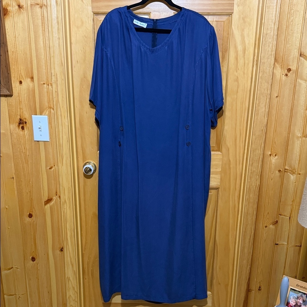 Ulla Popken Blue Short Sleeve Lagenlook Maxi Dress, Plus Size 30.